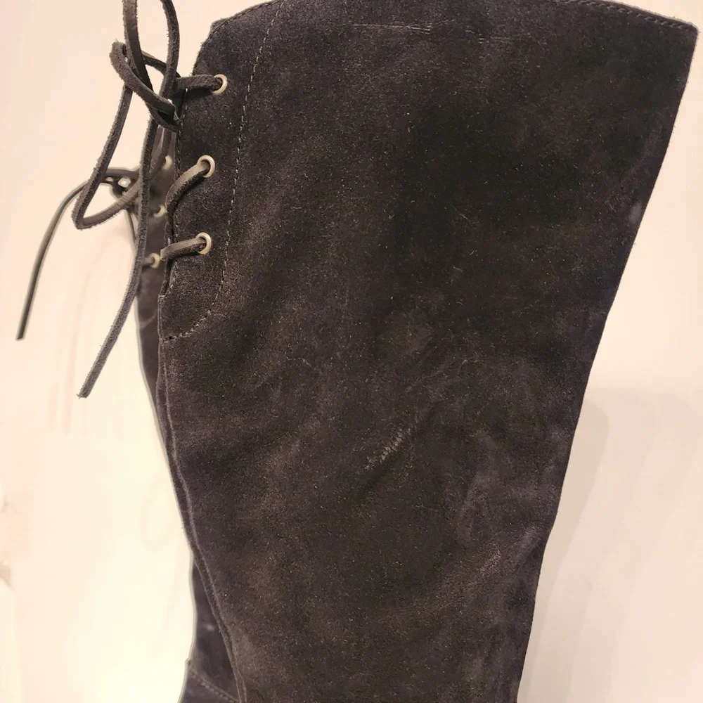 Born Cotto Tall Leather Boots Women's Black Knee-High Zip Up Boots Size 8